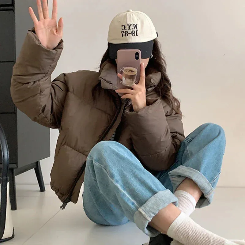 Women's Cropped High Collar Puffer Jacket