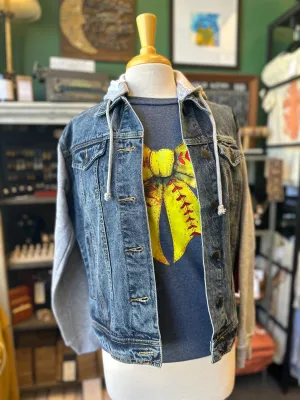 Women's Denim Hoodie Jacket - Dark Wash