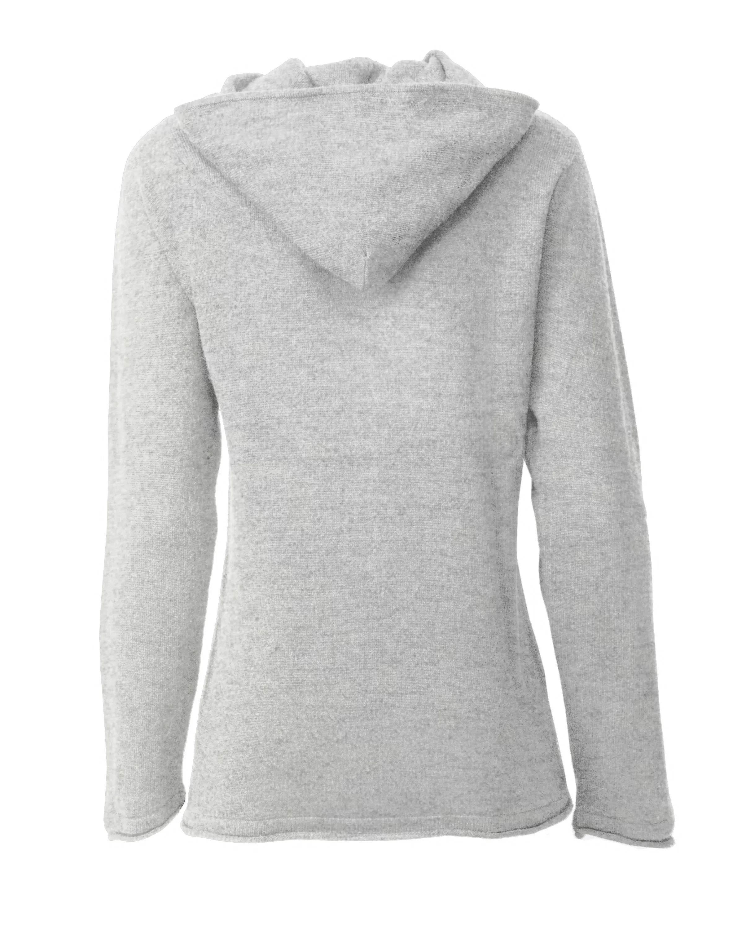 Women's Pure Cashmere Hoodie Sweater Light Grey