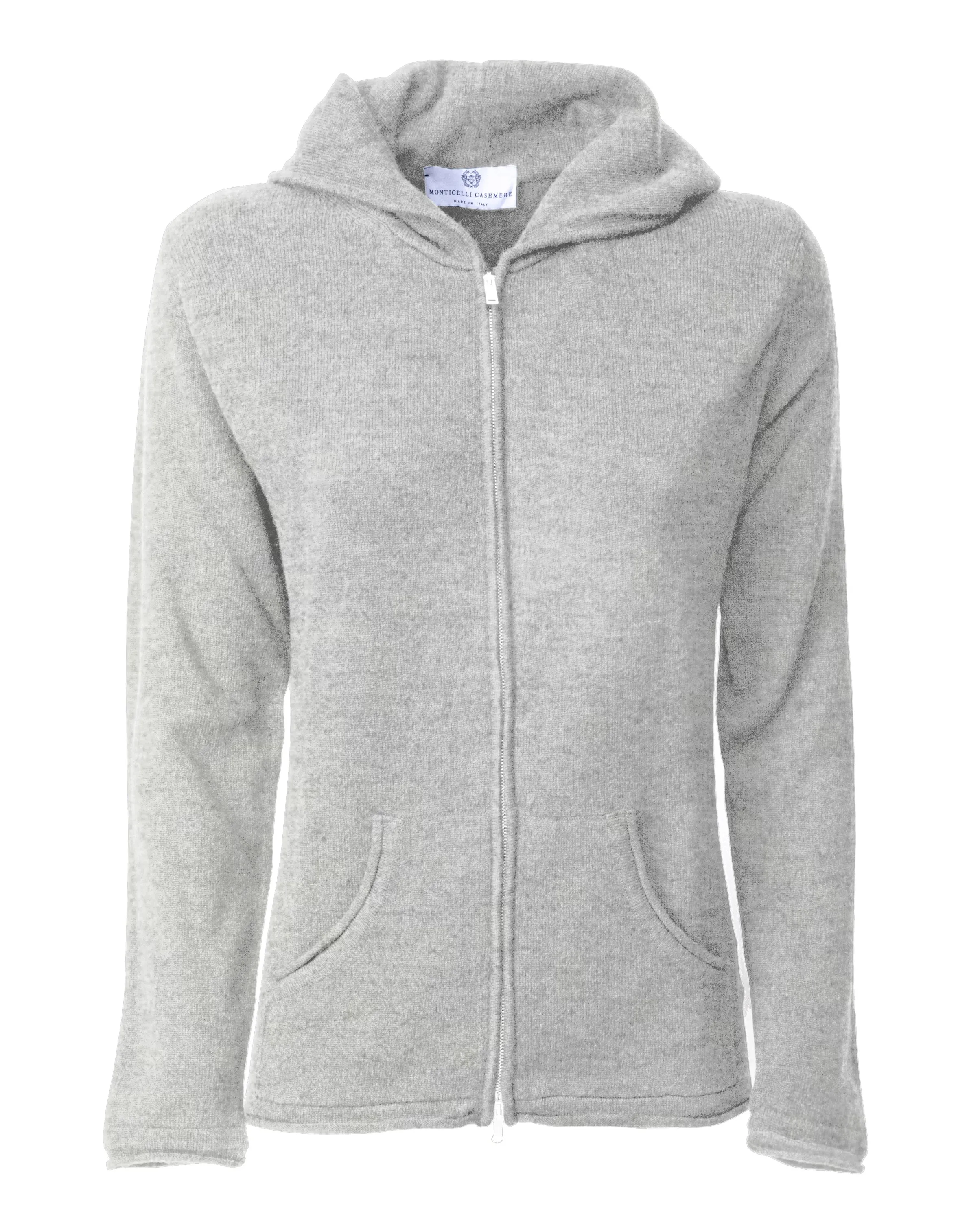 Women's Pure Cashmere Hoodie Sweater Light Grey