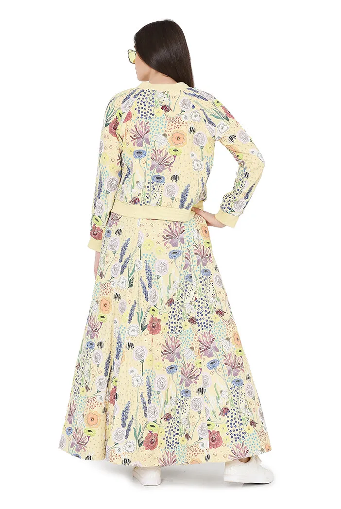 Yellow Art Crepe Lehenga