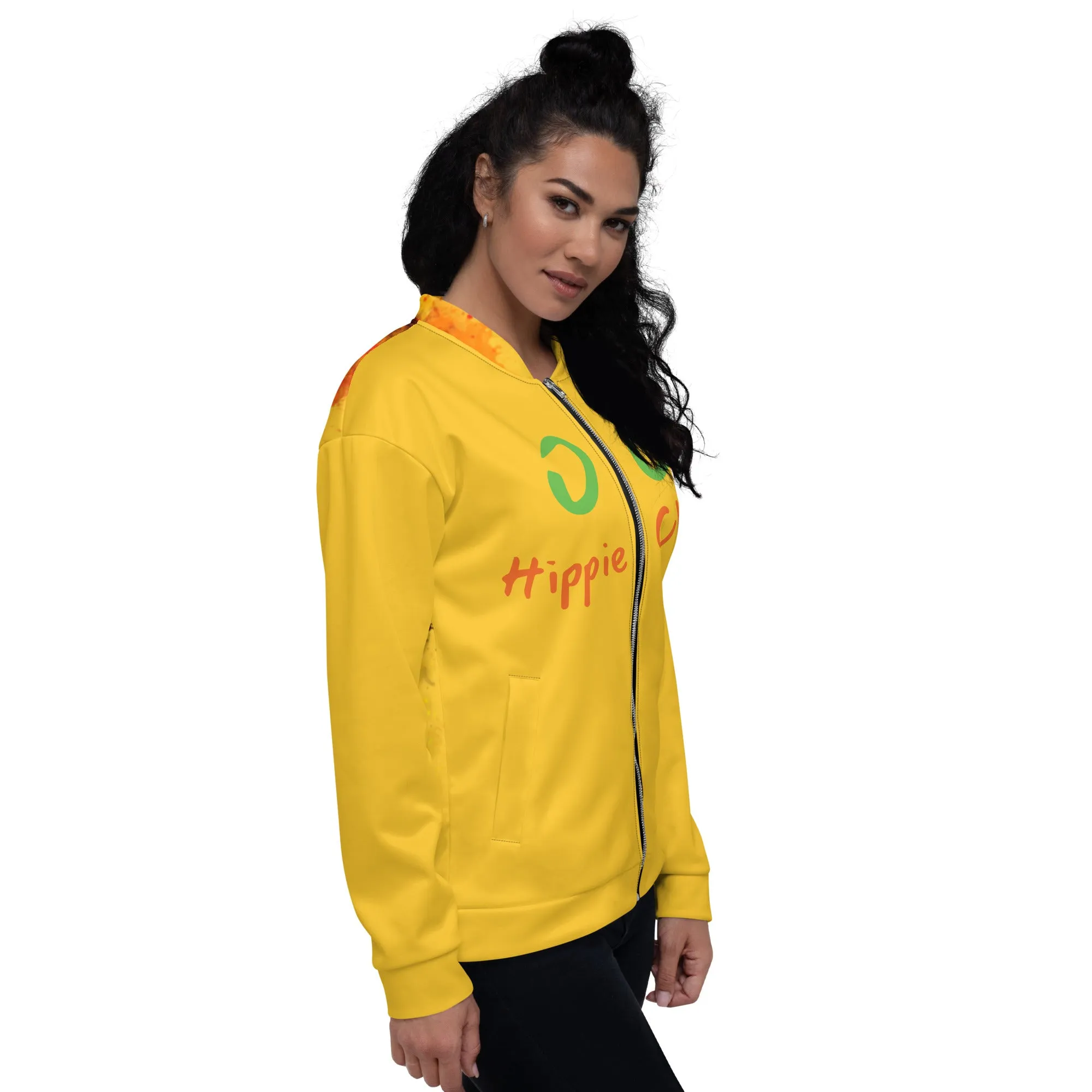 Yellow Bomber Jacket - OG Hippie Chick (large Lion on back)