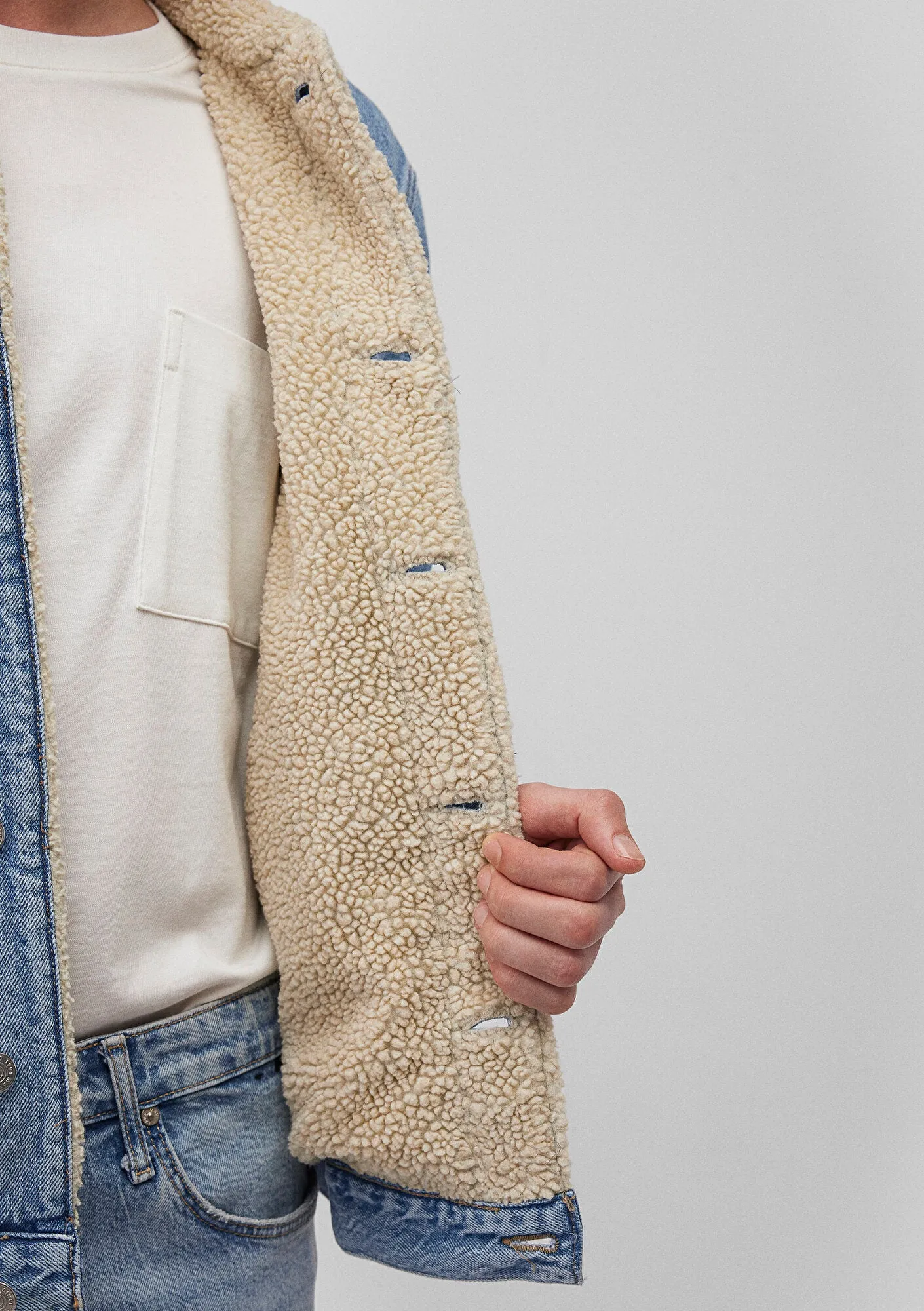 Zander Sky Blue Sherpa Classic Denim Jean Jacket